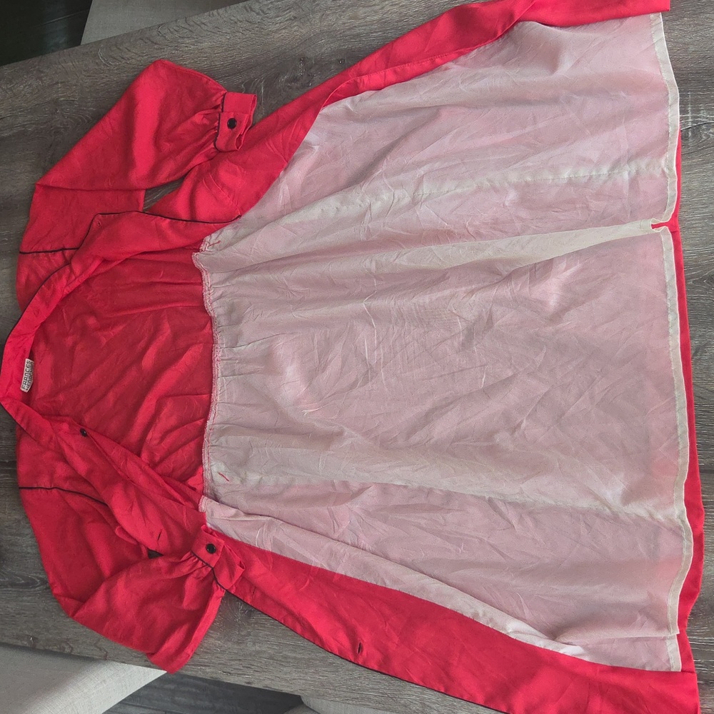 Vintage Frances Henaghan Long Sleeve Button Down Wrap Dress Retro Red Small - Picture 2 of 11